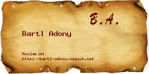 Bartl Adony névjegykártya